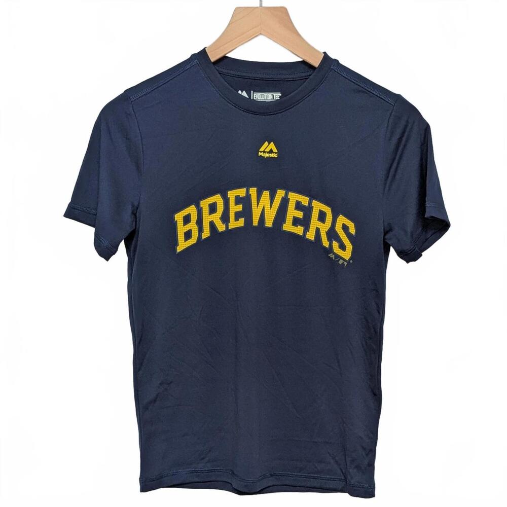 Milwaukee Brewers Majestic Evolution Tee Cool Base Youth Medium